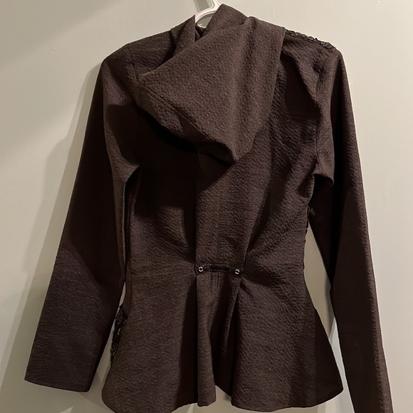 Caty Lesca Paris Light Fashion Jacket with Hood, grey, and black, size 1 - Picture 5 of 9